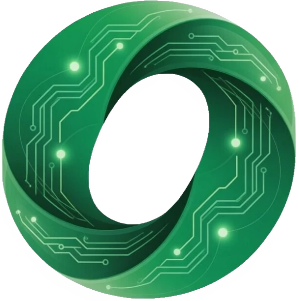 Own LLM logo: anillo verde con trazos de circuito